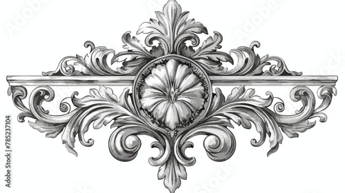 Vintage element engraving with retro ornament pattern