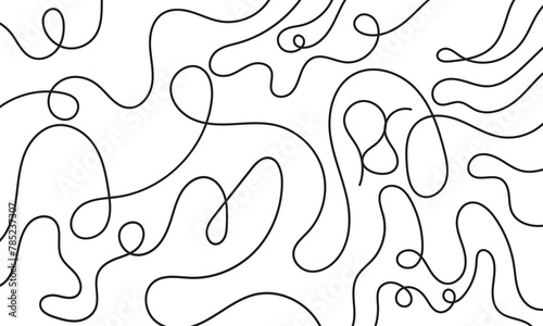 Noodle pasta seamless pattern vector background. Spaghetti curvy doodle pattern, Italian pasta background. Chinese abstract noodle pattern. ramen design black food wallpaper. Vector illustration. EPS