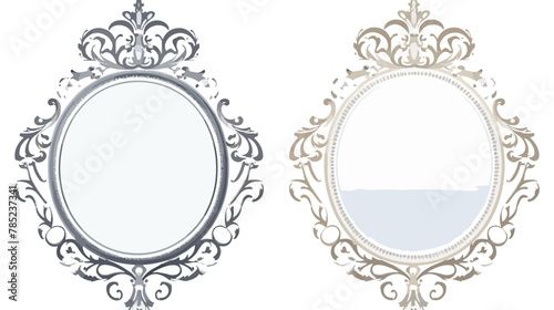 Vintage princess mirror in royal style on white background