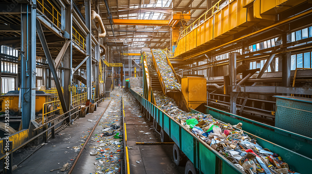 Recycling Plant. Encouraging product stewardship. Process of sorting and recycling materials