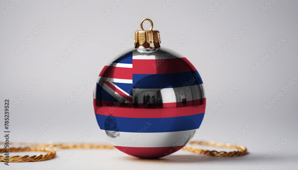 New Year's ball with the flag of Hawaii on white table background. Concept christmas and New Year. New Year's ball with the flag of Hawaii on white table background. Concept christmas and New Year.