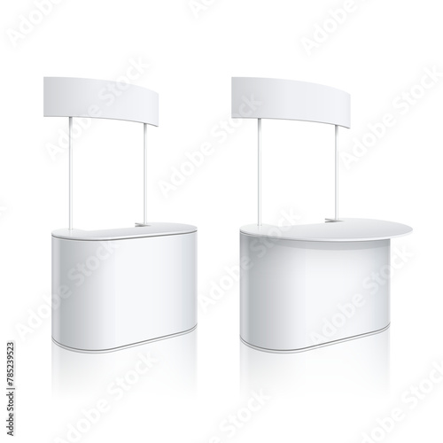 Promotion counter, Retail Trade Stand Isolated on the white background. MockUp Template For Your Design. Vector illustration.