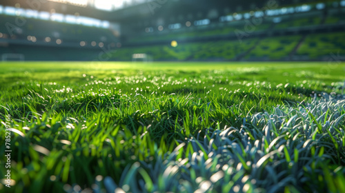 The presence of a lawn in a soccer stadium environment.
