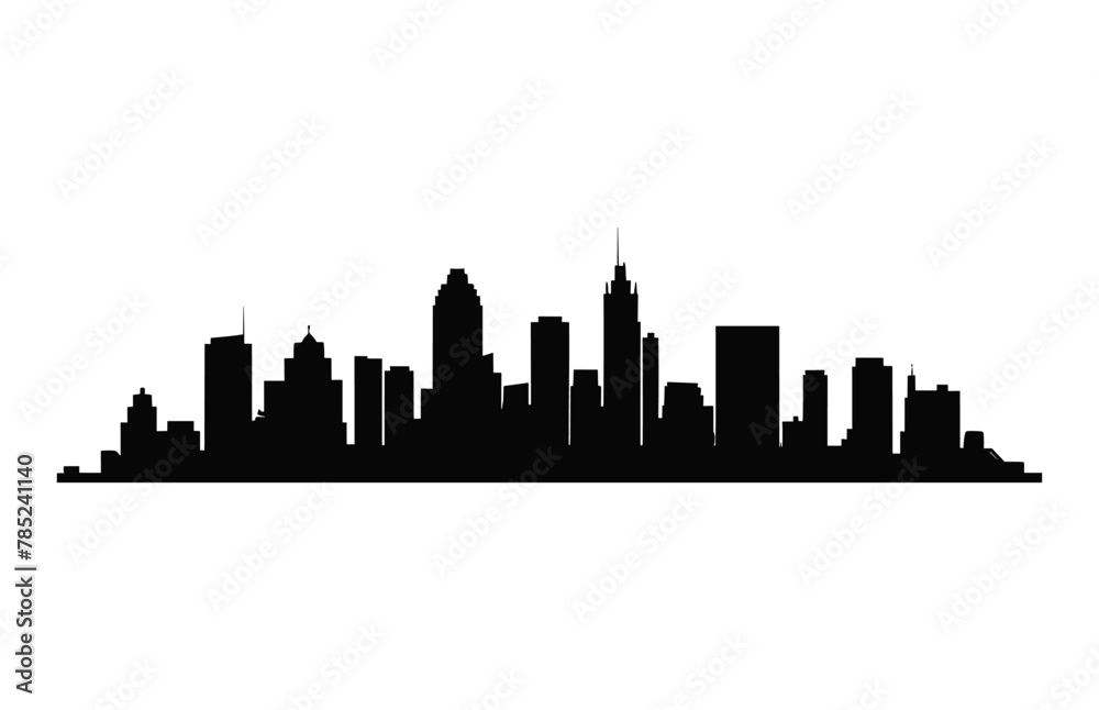 City building black Silhouette isolated on a white background