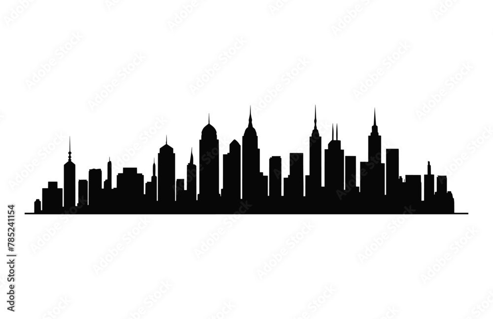 City building Silhouette Vector isolated on a white background