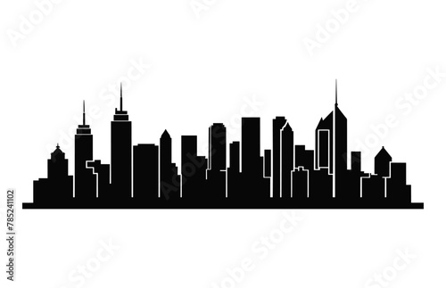 City Skyline Silhouette Vector isolated on a white background