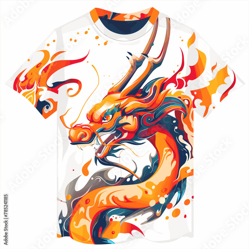T-shirt print design with a dragon head on a white background