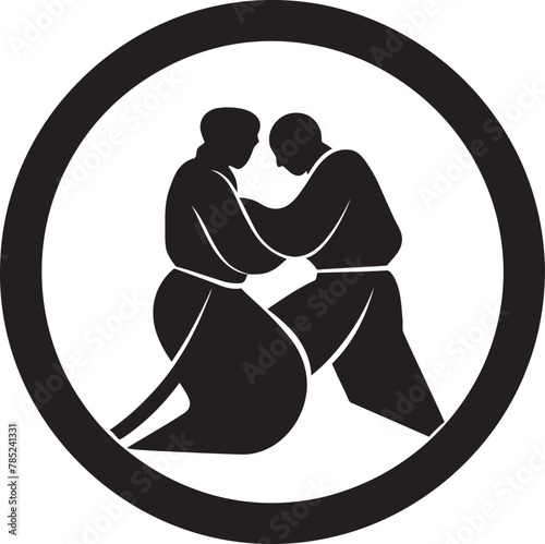 Two Judokas Spar Vector Graphic