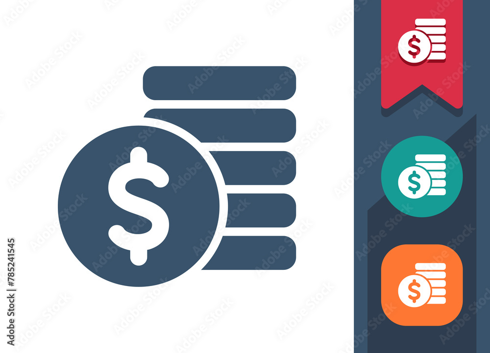 Coins Icon. Coin, Coin Stack, Stack Of Coins, Dollar, Cent Coins Icon. Coin, Coin Stack, Stack Of Coins, Dollar, Cent