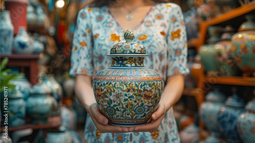 Porcelain jar, antique collectible photo
