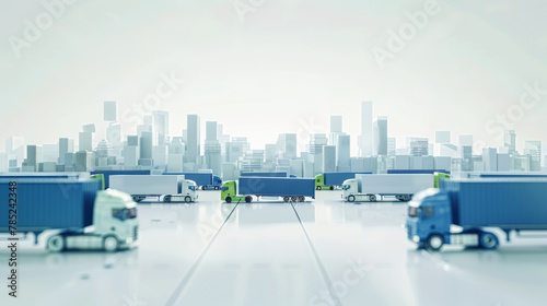 Professional logistics distribution network, virtual distribution network, poster, harmonious shades of blue, minimalism