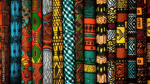 Vibrant African Fabric Patterns Displayed Side by Side