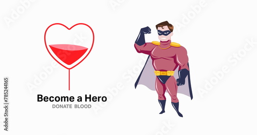 Image of become a hero over medical icons on white background