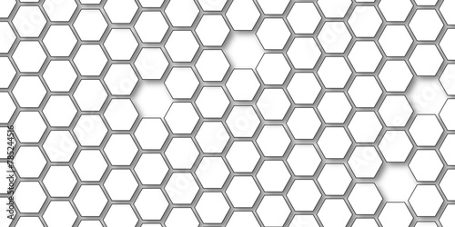 Modern simple white texture pattern of hexagons as a background. Abstract honeycomb background. Closeup of tile wall. Seamless geometric vector pattern  packing design. White hexagon 3D background .