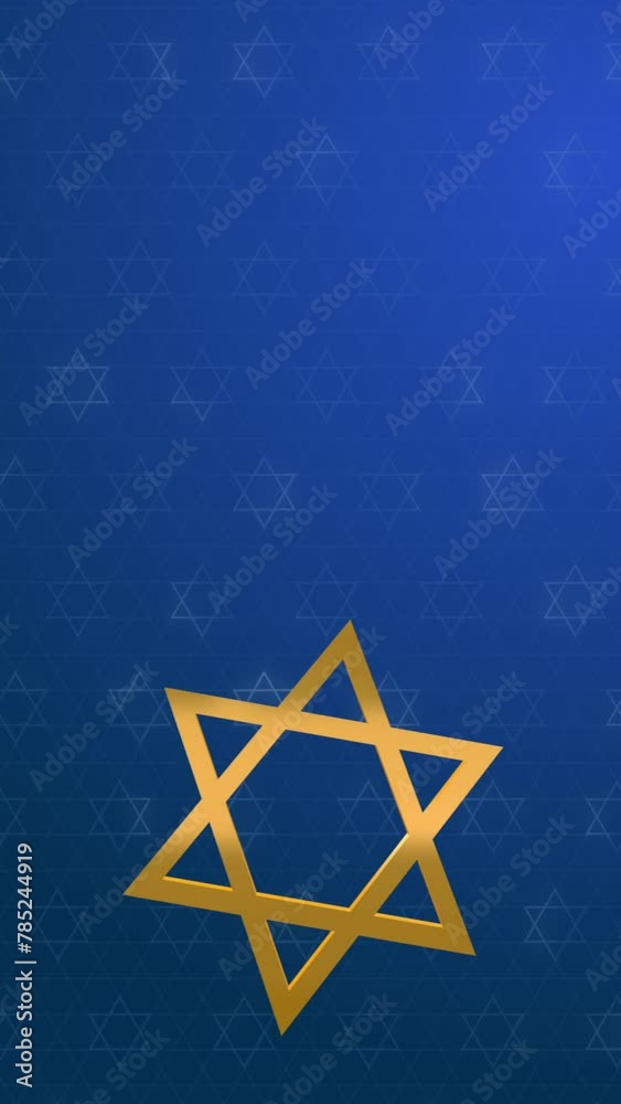 Hexagonal Star of David on blue looped background. State symbol of Israel. Animated screensaver with the sign of Judaism. Vertical video. Hexagonal Star of David on blue looped background. State symbol of Israel. Animated screensaver with the sign of Judaism. Vertical video.