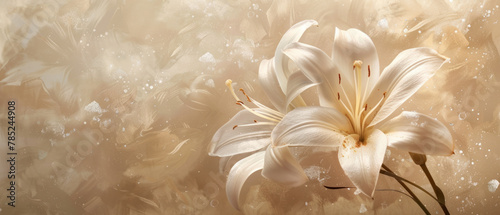 Expressing sympathy and support through a condolence card featuring lilies on a neutral background for grieving individuals experiencing loss. photo
