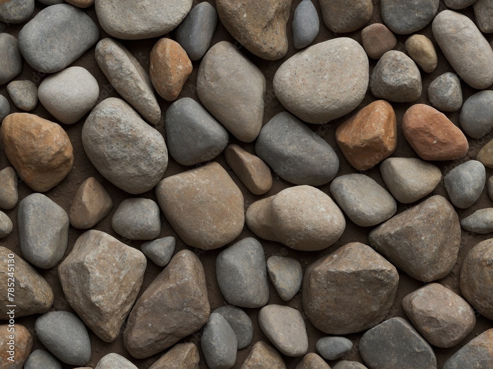 Collection of variously sized, shaped stones fills entire frame, offering detailed view of their individual textures, colors, forms. Each stone, with its unique characteristics. Collection of variously sized, shaped stones fills entire frame, offering detailed view of their individual textures, colors, forms. Each stone, with its unique characteristics.