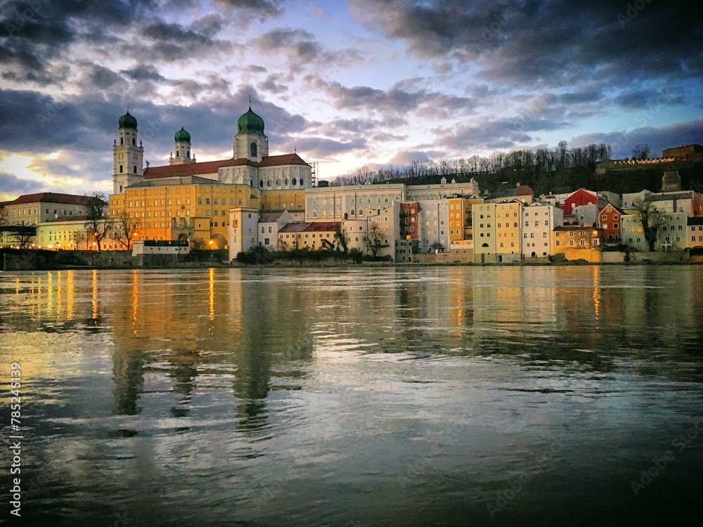 Fototapeta premium View of the town Passau, Bavaria, Germany, March 2019
