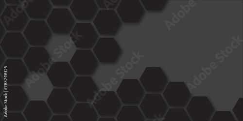 Black hexagon background. grey concrete cement stone tile wall. 3d illustration rendering.  Black geometric layout template. Abstract background of modern wall. colored paper in dark colors. 

