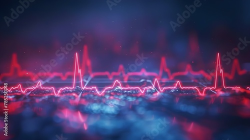 Pulsing Heart Rhythms: ECG Peaks in Digital Symphony. Concept Biomedical Engineering, Digital Signal Processing, Heart Monitoring, ECG Data Analysis, Cardiac Health