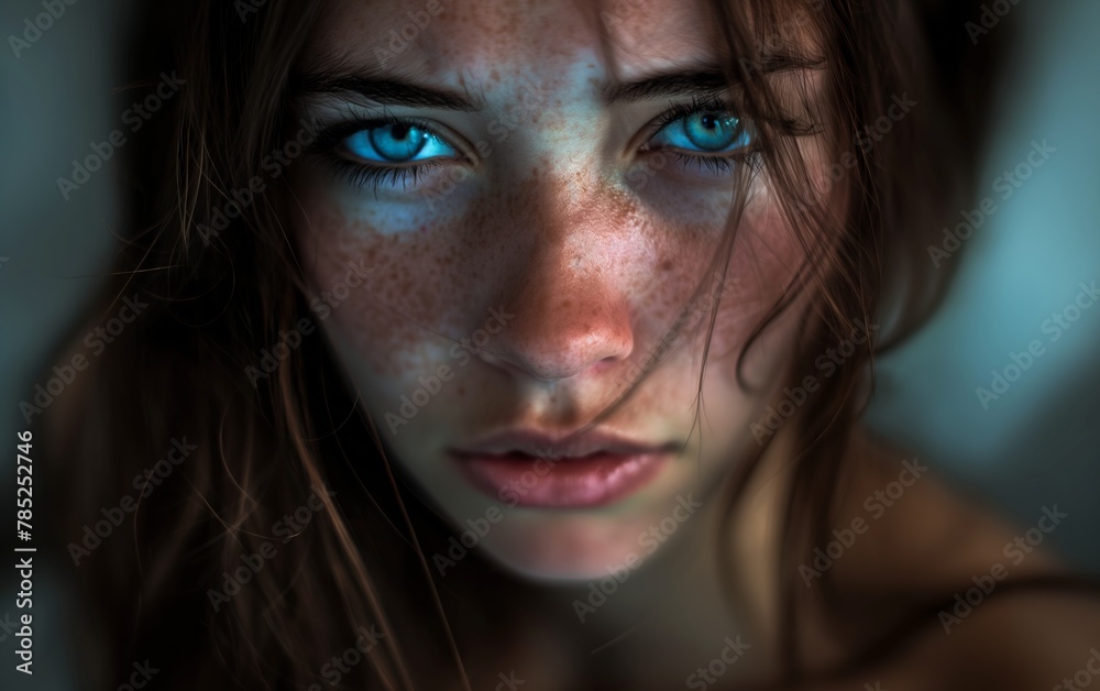 Girl with blue eyes in sharp focus close-up Girl with blue eyes in sharp focus close-up