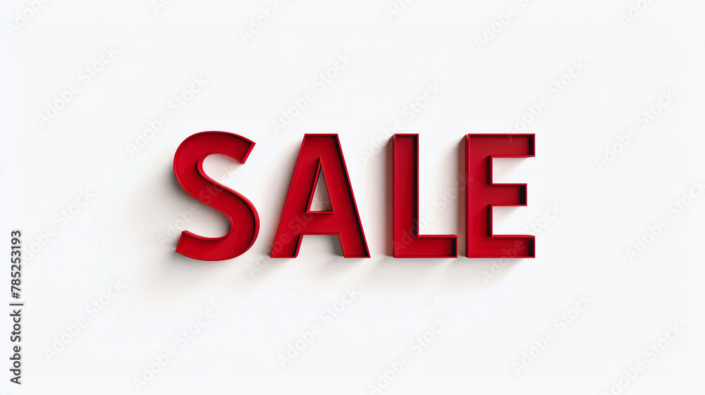 The word SALE in red letters on white background The word SALE in red letters on white background