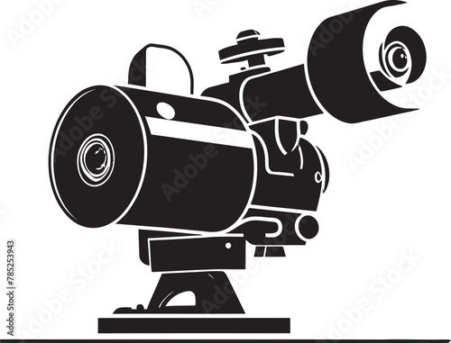 Cinematic Cinema Camera Vector Illustration with Dramatic Landscape