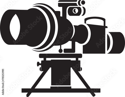 Cinematic Cinema Camera Vector Illustration with Dramatic Ocean Scene