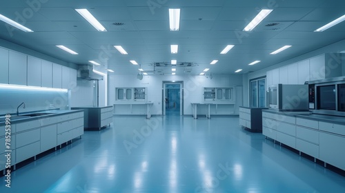 Empty modern laboratory interior with clean and sterile equipment