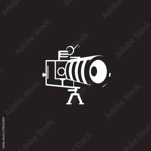 Cinematic Cinema Camera Vector Illustration with Dramatic Ocean Setting