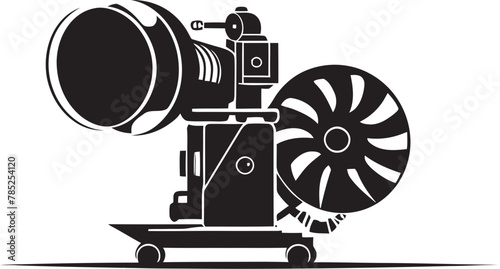 Cinematic Cinema Camera Vector Illustration with Epic Adventure Background