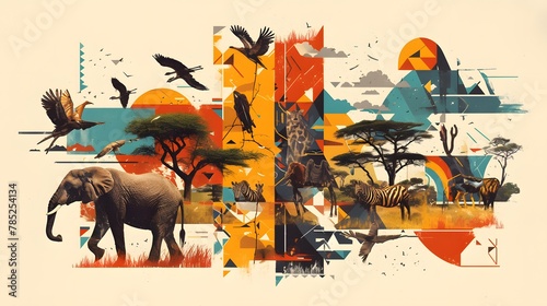 a collage showcasing the diversity of wild animals found in the African savanna