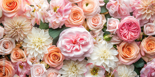 Colorful rose flower arrangement background decorative design. wedding decoration