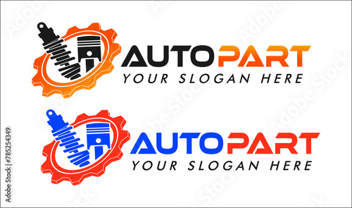 spare parts, auto part logo emblem design isolated on black background 