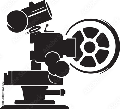 Cinematic Cinema Camera Vector Illustration with Epic Adventure Scene
