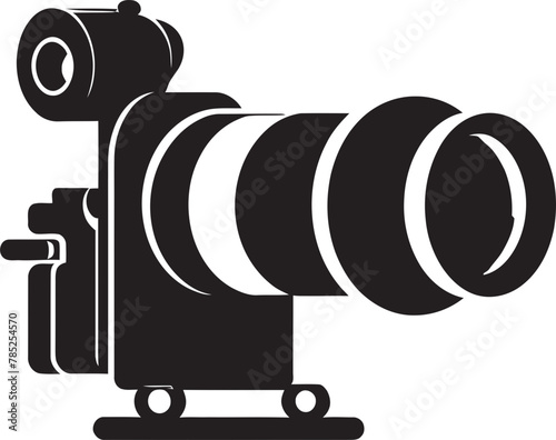 Cinematic Cinema Camera Vector Illustration with Epic Adventure Scene