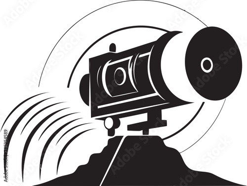 Cinematic Cinema Camera Vector Illustration with Epic Space Scene