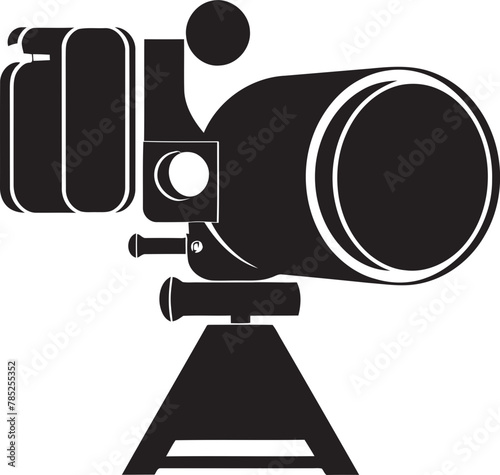 Cinematic Cinema Camera Vector Illustration with Dramatic Night Sky