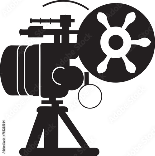 Cinematic Cinema Camera Vector Illustration with Epic Historical Scene