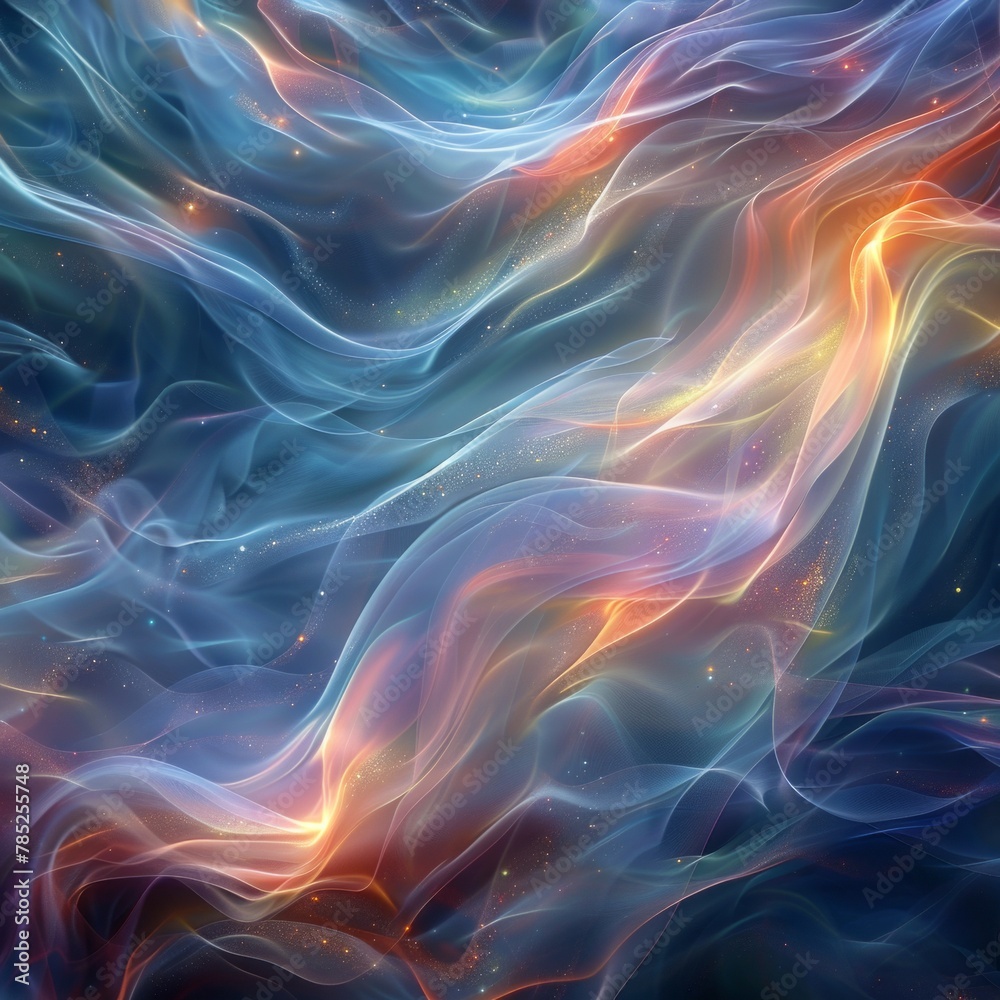 Fototapeta premium Abstract Painting of Blue and Orange Waves