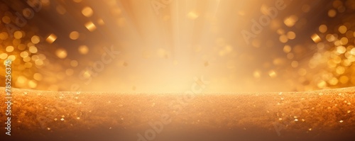 Peach background, football stadium lights with gold confetti decoration, copy space for advertising banner or poster design