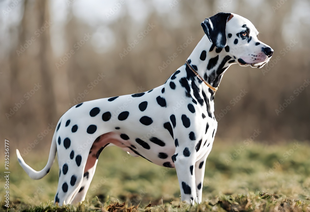 A close up of a Dalmation