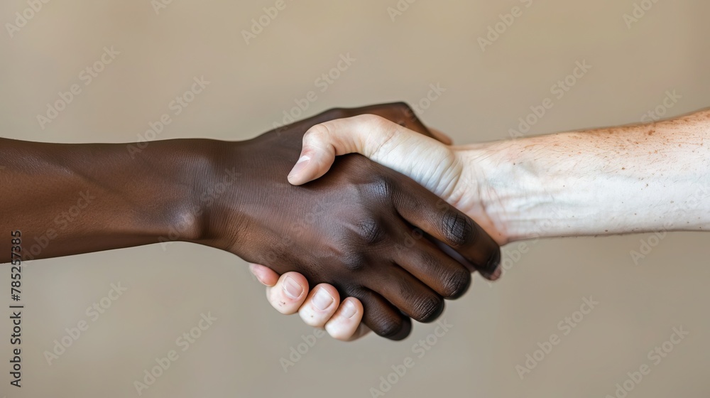 A handshake between two people of different ethnicities, symbolizing diversity and unity A handshake between two people of different ethnicities, symbolizing diversity and unity