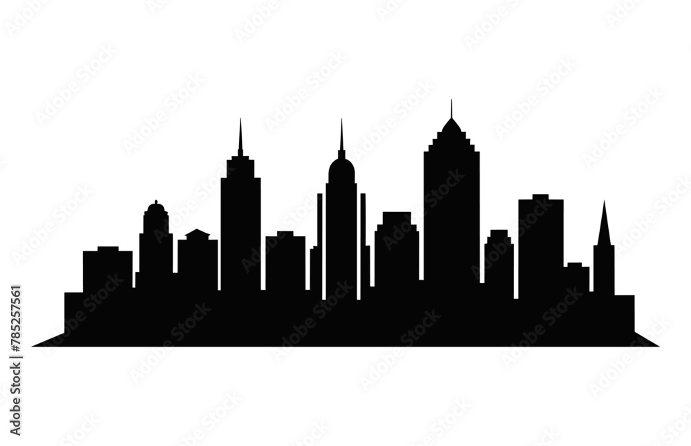 Indianapolis City Skyline black and white Silhouette