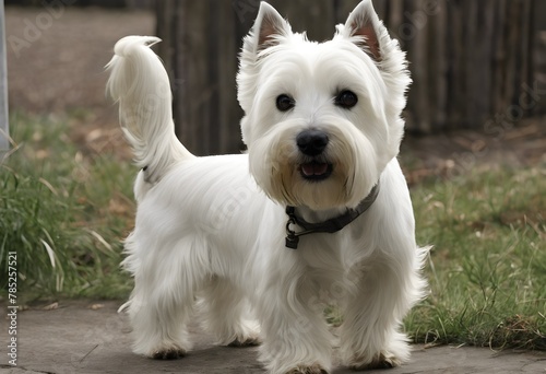 A close up of a West Highland Terrier