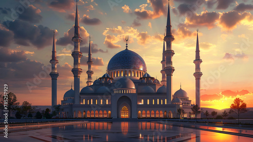 Amazing architecture design of muslim mosque ramadan photo