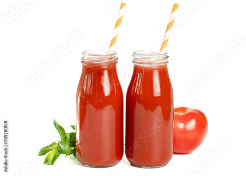 Tomato juice in bottles