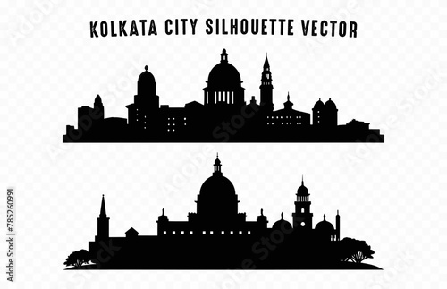 Kolkata City Skyline Silhouette Vector isolated on a white background