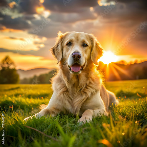 device mocku a golden retriever dog is laying in