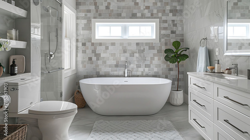 Contemporary bathroom with bath